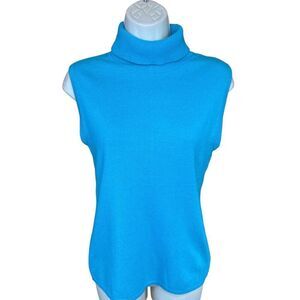 NK Turquoise Sleeveless 109% Cashmere Turtleneck Sweater NWT Size Small